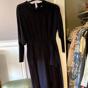 Women's designer striped metallic midi dress